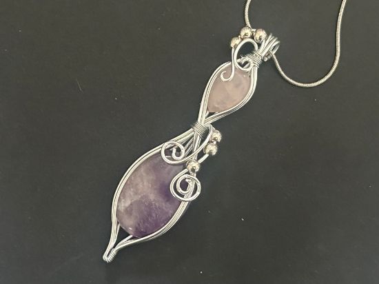 Immagine di Drop of love, collana in ametista e quarzo rosa 